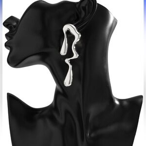 Abstract Silver Earrings Water Drop New